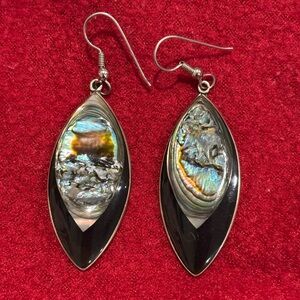 Mexican silver earrings. Stamped “ALPACA MEXICO”. Beautiful vibrant colors!!